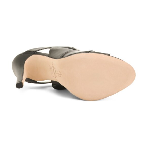 NEW CHRIS DONOVAN Made In Italy Leather Pegasi Heeled Mules in black 1225 18t9 - Picture 4 of 7